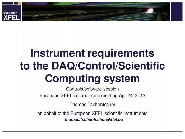 instrument requirements to the daq control scientific computing system