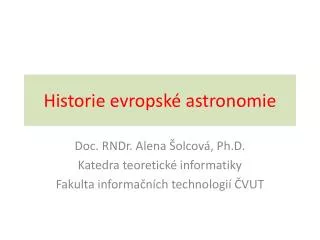 Historie evropsk é astronomie