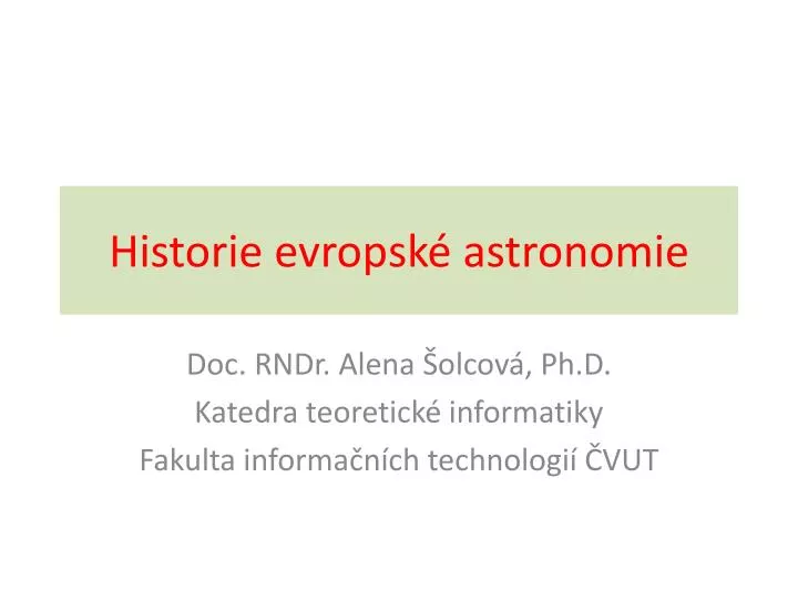 historie evropsk astronomie