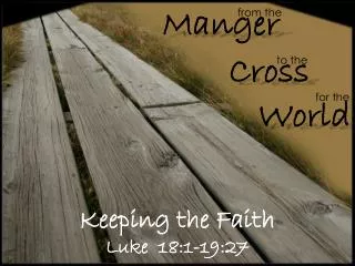 Keeping the Faith Luke 18:1-19:27