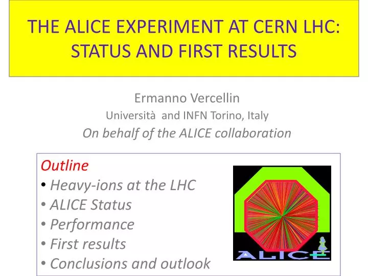 the alice experiment at cern lhc status and first results