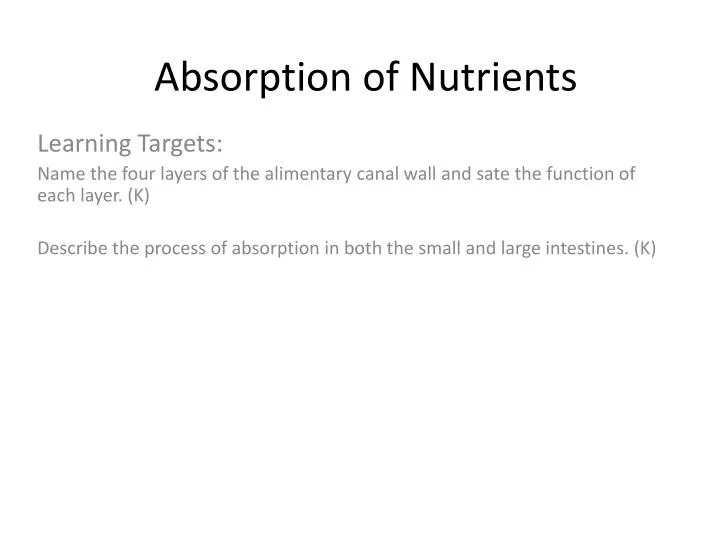 absorption of nutrients