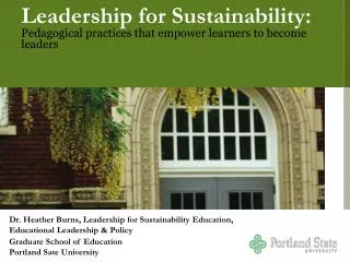 Leadership for Sustainability: Pedagogical practices that empower learners to become leaders