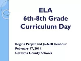 ELA 6th-8th Grade Curriculum Day