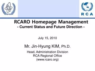 RCARO Homepage Management - Current Status and Future Direction -