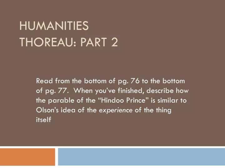humanities thoreau part 2