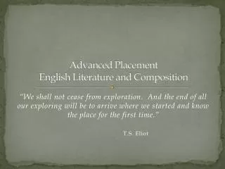 Advanced Placement English Literature and Composition