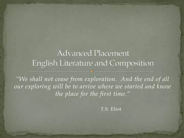 advanced placement english literature and composition