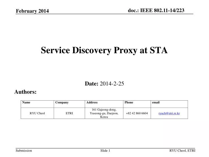 service discovery proxy at sta