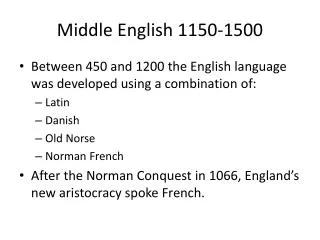Middle English 1150-1500