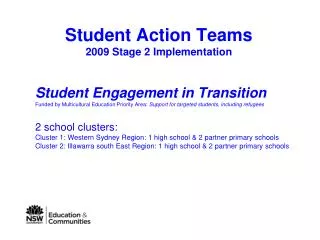 Student Action Teams 2009 Stage 2 Implementation