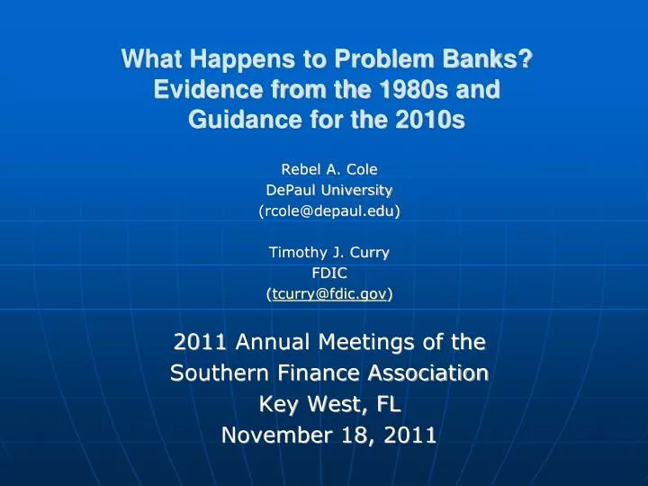 what happens to problem banks evidence from the 1980s and guidance for the 2010s