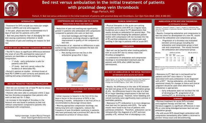 bed rest versus ambulation in the initial treatment of patients with proximal deep vein thrombosis