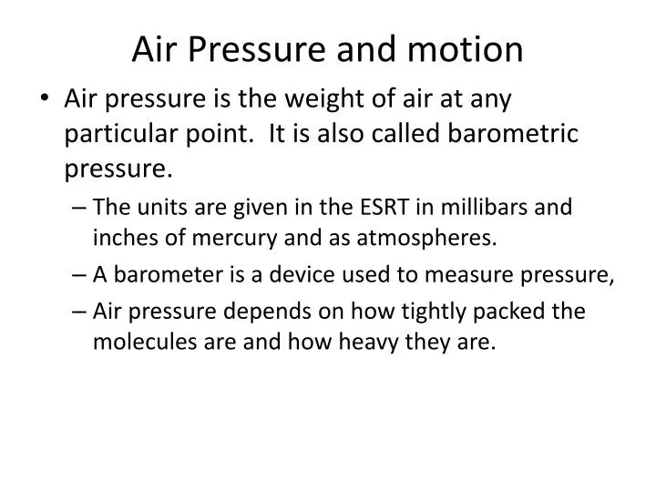 air pressure and motion