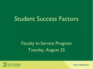 Student Success Factors