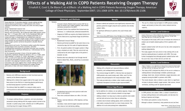 effects of a walking aid in copd patients receiving oxygen therapy