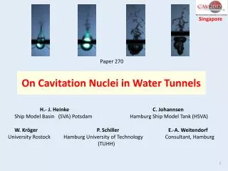 On Cavitation Nuclei in Water Tunnels