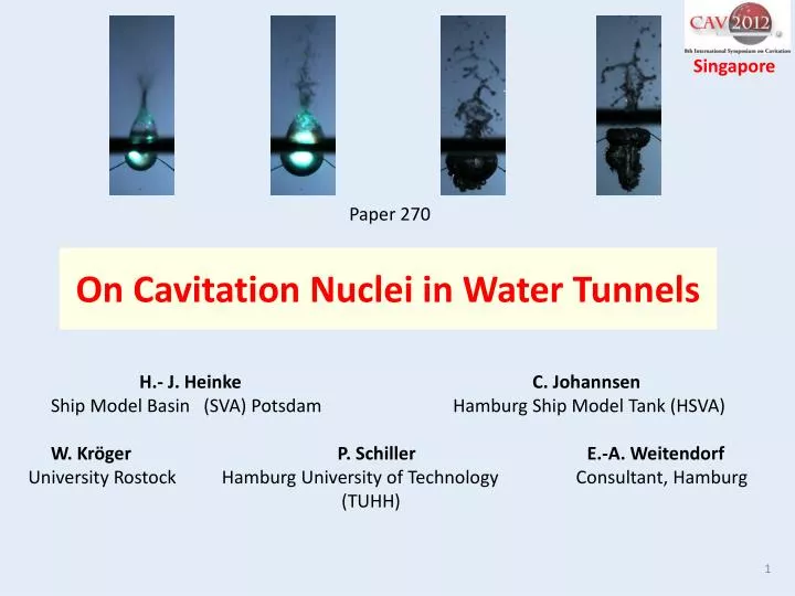 on cavitation nuclei in water tunnels