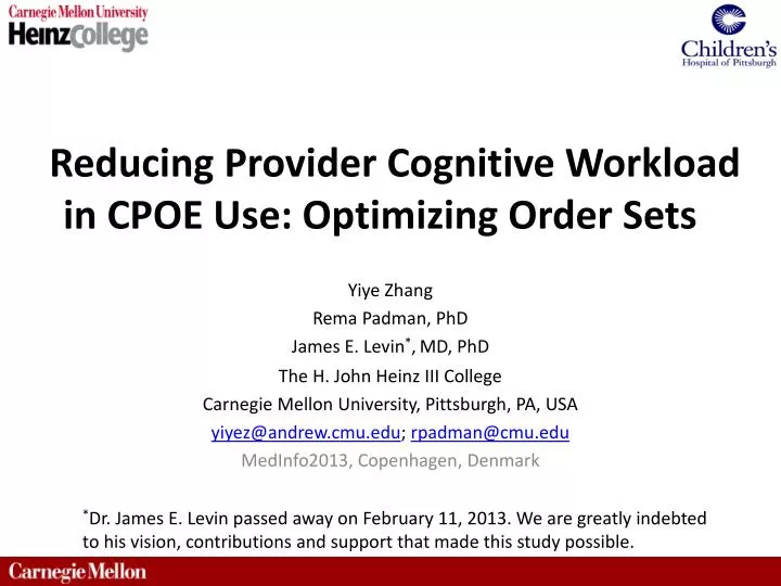 reducing provider cognitive workload in cpoe use optimizing order sets