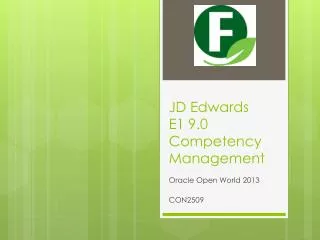 JD Edwards E1 9.0 Competency Management