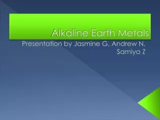 Alkaline Earth Metals