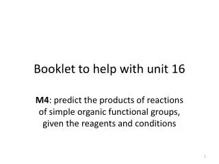 Booklet to help with unit 16