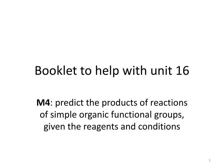 booklet to help with unit 16