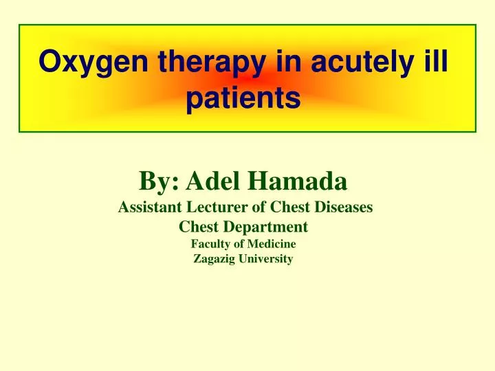 oxygen therapy in acutely ill patients