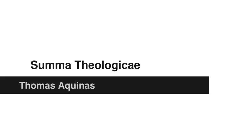summa theologicae