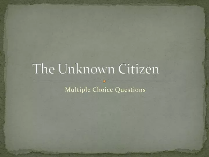 the unknown citizen