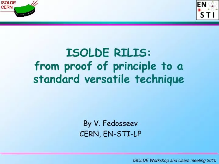 isolde rilis from proof of principle to a standard versatile technique