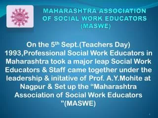 MAHARASHTRA ASSOCIATION OF SOCIAL WORK EDUCATORS (MASWE)