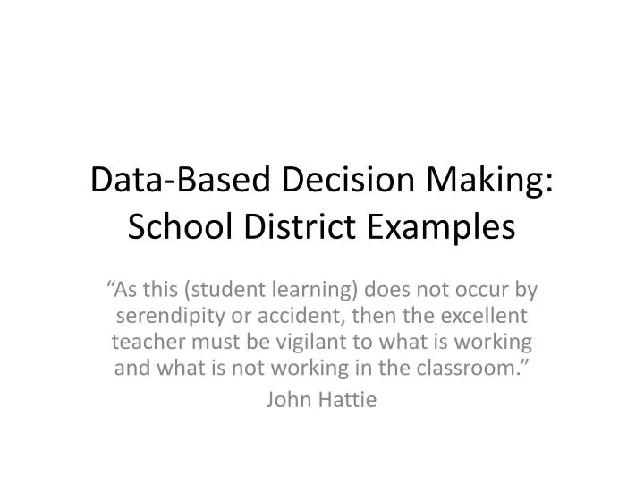 data based decision making school district examples