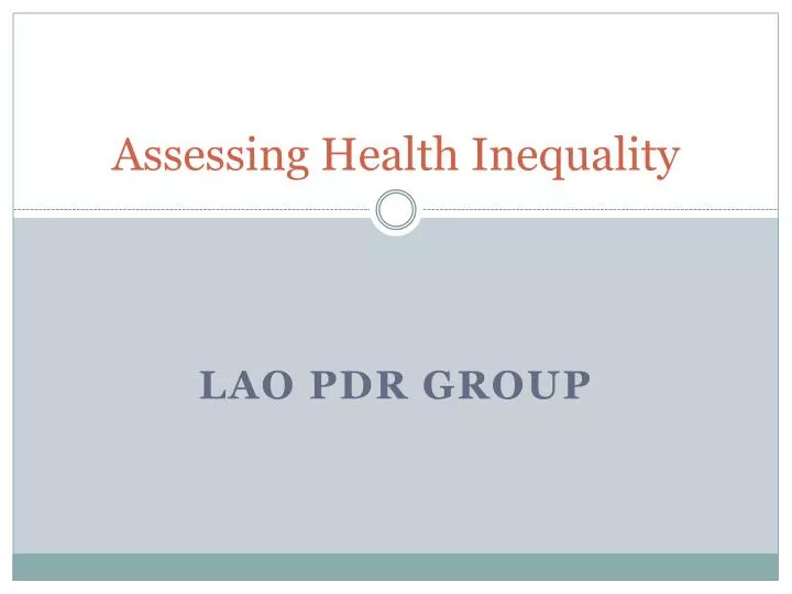 assessing health inequality