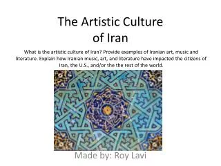 The Artistic Culture of Iran
