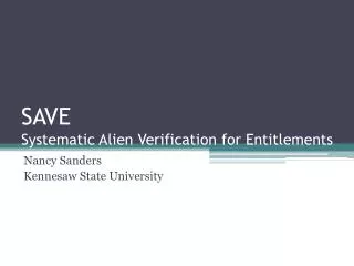 SAVE Systematic Alien Verification for Entitlements