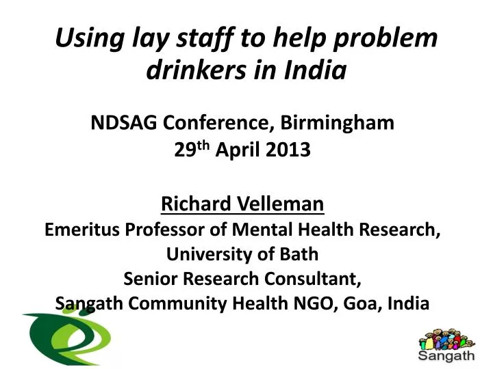 using lay staff to help problem drinkers in india