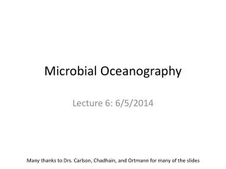 Microbial Oceanography