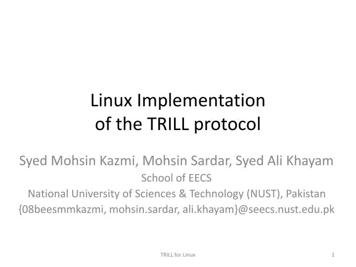 linux implementation of the trill protocol