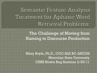 Semantic Feature Analysis Treatment for Aphasic Word Retrieval Problems: