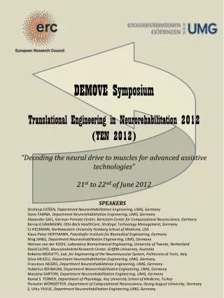 DEMOVE Symposium Translational Engineering in Neurorehabilitation 2012 (TEN 2012)