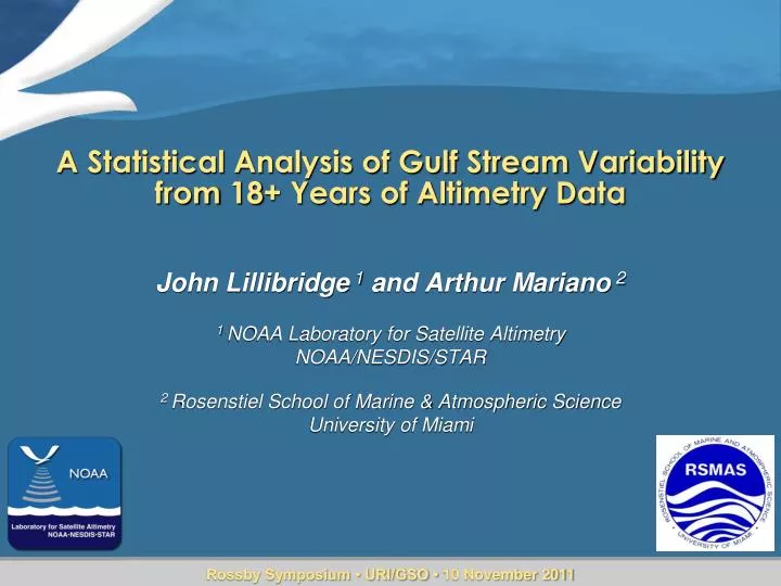 a statistical analysis of gulf stream variability from 18 years of altimetry data