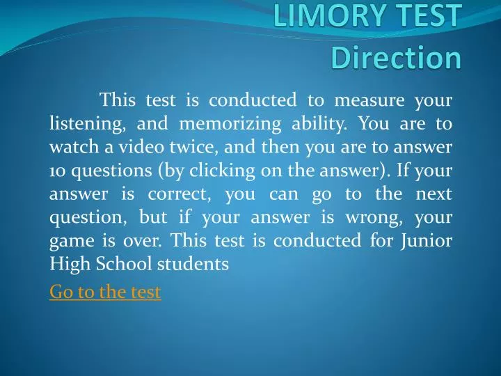 limory test direction