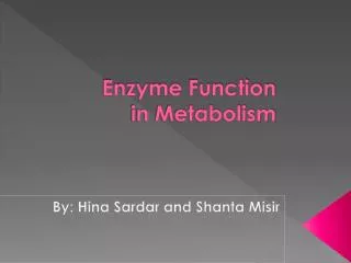 Enzyme Function in Metabolism