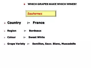 WHICH GRAPES MAKE WHICH WINES?