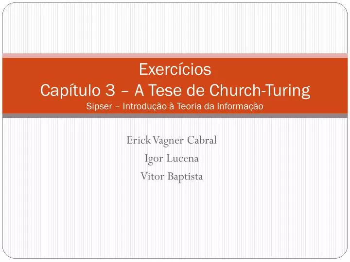 exerc cios cap tulo 3 a tese de church turing sipser introdu o teoria da informa o