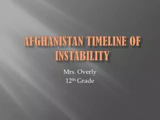 Afghanistan Timeline of Instability
