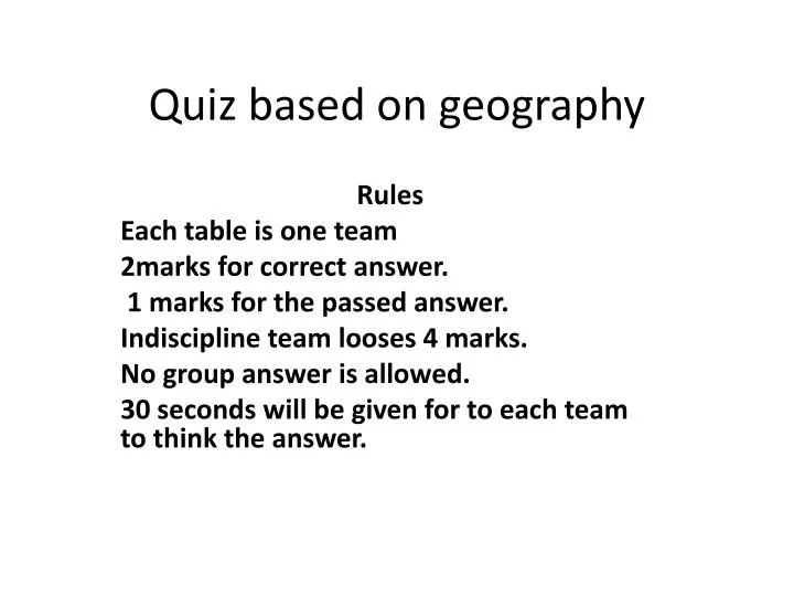 quiz based on geography