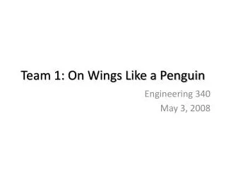 Team 1: On Wings Like a Penguin