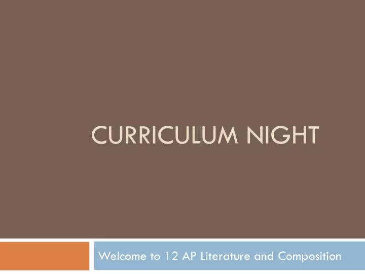 curriculum night